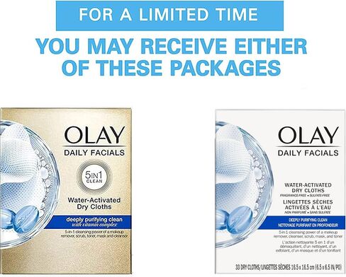 Olay Daily Deeply Clean 4-in-1 Water Activated Cleansing Face Cloths 33ct (Pack of 5) in Saudi Arabia
