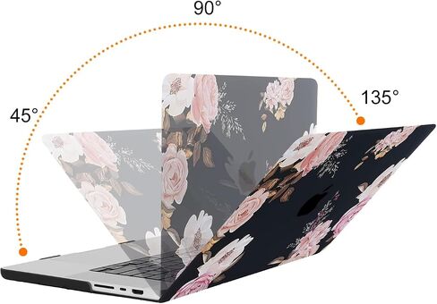 MOSISO Compatible with MacBook Pro 16 inch Case 2024 2023 2022 2021 M4 M3 M2 M1 A3403 A3186 A2991 A2780 A2485 Pro Max Chip, Plastic Peony Hard Shell Case&Keyboard Cover Skin&Screen Protector, Black in Saudi Arabia