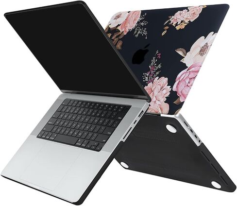 MOSISO Compatible with MacBook Pro 16 inch Case 2024 2023 2022 2021 M4 M3 M2 M1 A3403 A3186 A2991 A2780 A2485 Pro Max Chip, Plastic Peony Hard Shell Case&Keyboard Cover Skin&Screen Protector, Black in Saudi Arabia