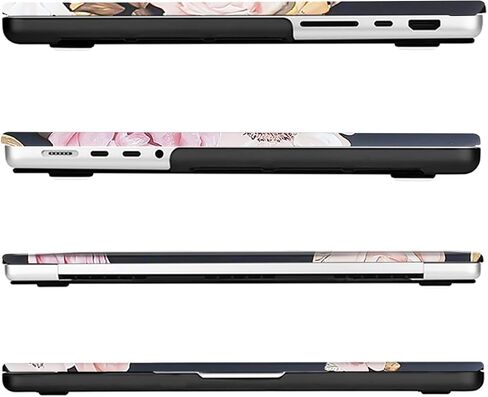 MOSISO Compatible with MacBook Pro 16 inch Case 2024 2023 2022 2021 M4 M3 M2 M1 A3403 A3186 A2991 A2780 A2485 Pro Max Chip, Plastic Peony Hard Shell Case&Keyboard Cover Skin&Screen Protector, Black in Saudi Arabia