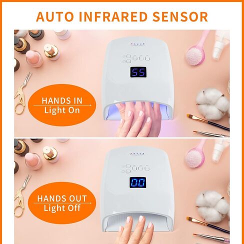 96W Rechargeable Gel UV LED Nail Lamp, Professional Curing Lamp for Gel Nail Polish, Fast Nail Dryer Cordless UV Light for Nail with Portable Handle, Gel Nail Lamp with 4 Timers Setting, LCD Display in Saudi Arabia