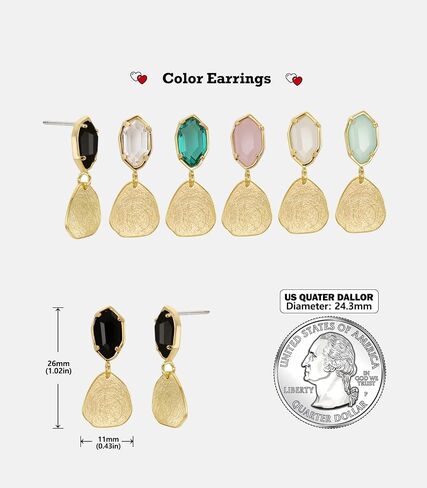 OZEL – Crystal Earrings for Women Dangle – 14K Gold Plated Lightweight Daily Fashion Earrings in Saudi Arabia