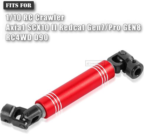 RC Universal Driveshafts 98-115MM Axles Upgrades Part for 1/10 RC Crawler Axia1 SCX10 II Redcat Gen7/Pro GEN8 RC4WD D90,Harden Steel w/Alloy Aluminium Universal CVD 2pcs,98MM-115MM,Red in Saudi Arabia