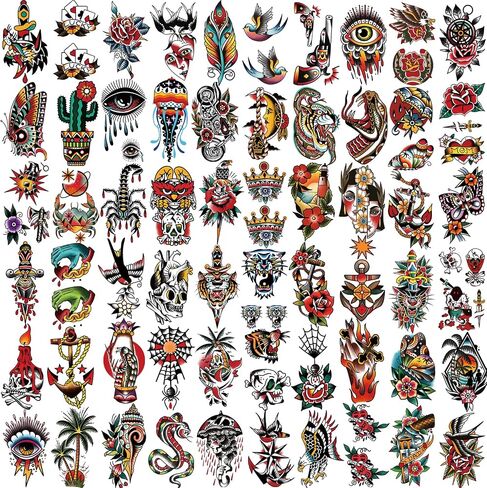 Yazhiji 49 sheets Large Flowers Skull Waterproof Temporary Tattoos for Women and Girls, Realistic Tiger Wolf Bird Temporary Fake Tattoo for Kids or Adults in Saudi Arabia