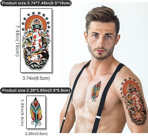 Yazhiji 49 sheets Large Flowers Skull Waterproof Temporary Tattoos for Women and Girls, Realistic Tiger Wolf Bird Temporary Fake Tattoo for Kids or Adults in Saudi Arabia