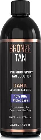 Bronze Tan Spray Tan Solution Professional Tanning Solution for Spray Tan Machine - Coconut Scented Sunless Tanning Solution Dark for Airbrush Tan (250ml / 8.45fl oz) in Saudi Arabia