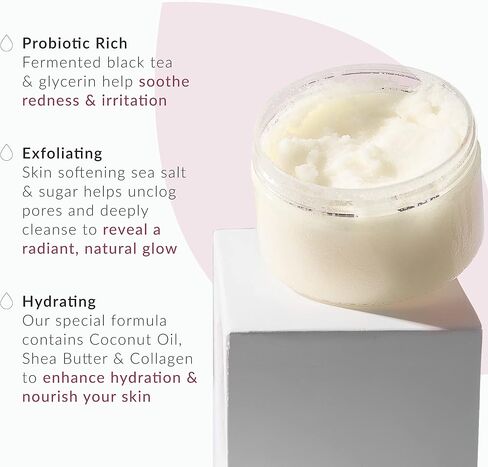 Exfoliating Body Scrub for Men and Women | Turmeric Scrub and Sea Salt Scrub Body Exfoliator with Collagen and Coconut Oil | Hydrating Face Scrub Foot Scrub and Dead Skin Remover for Body Care in Saudi Arabia