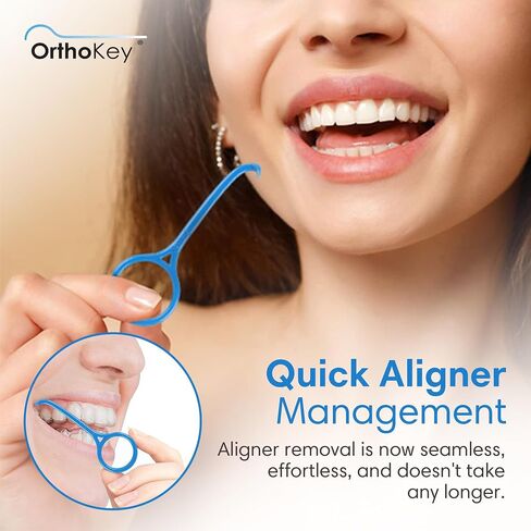 OrthoKey Clear Aligner Removal Tool for Teeth — Invisalign Remover Grabber for Invisible Removable Braces and Retainers — Fits in a Dental Carrying or Aligner Case Cleaner — Small Size, White (4-Pack) in Saudi Arabia