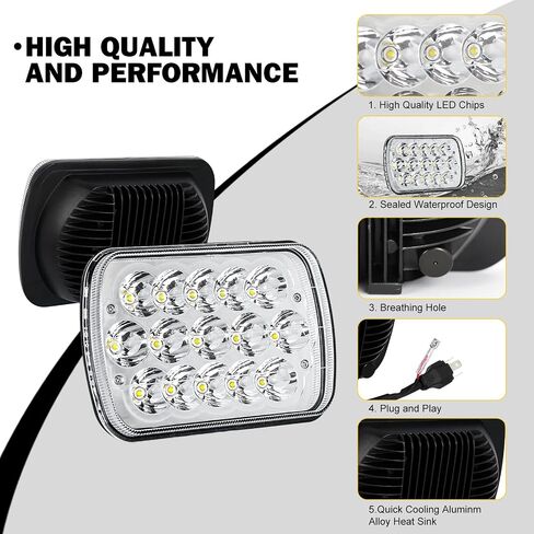 BESTZHEYU 2PCS 5x7 7x6'' Sealed LED Headlights Compatible for Chevy Express 1500 2500 3500 Cargo Van F-150 F-250 F-350 Wrangler YJ Cherokee XJ Kenworth T300 in Kuwait
