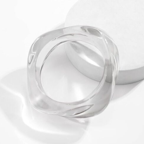 Chunky Acrylic Resin Bangle Bracelet for Women Punk Irregular Geometric Wide Bracelet Cuff Transparent Statement Wristband Bangle Jewelry in Kuwait