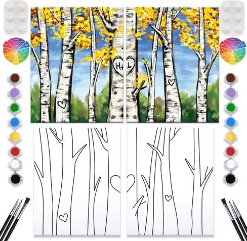 مجموعة من قطعتين من مجموعة الطلاء والرسم القماشي المرسومة مسبقًا للرسم للبالغين من القماش الممتد للأزواج ألعاب التاريخ الليلي الأفرو الأنيق للرجال والنساء هدية عيد الحب in Kuwait