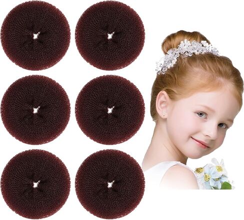 Extra Hair Donut Bun Maker for Kids, Ring Style Bun, 6PCS Chignon Hair Small Doughnut Shaper for Short and Thin Hair (Small, 2.5 Inch/Black） in Saudi Arabia