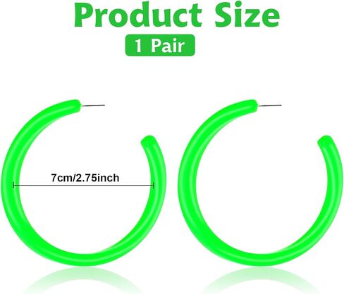 2.75inch Orange Big Hoop 2pcs Neon Earrings Acrylic Open Large Hoop 80s Earrings for Women, Retro Earrings 90s Earrings Neon Accessories for Women,Party Dangle Gift in Saudi Arabia
