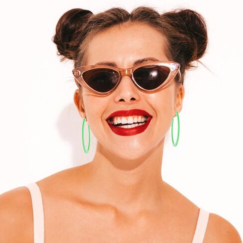 2.75inch Orange Big Hoop 2pcs Neon Earrings Acrylic Open Large Hoop 80s Earrings for Women, Retro Earrings 90s Earrings Neon Accessories for Women,Party Dangle Gift in Saudi Arabia