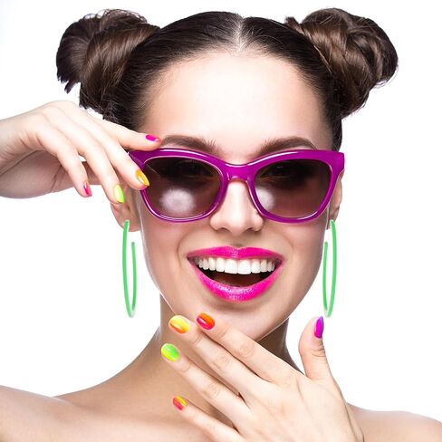 2.75inch Orange Big Hoop 2pcs Neon Earrings Acrylic Open Large Hoop 80s Earrings for Women, Retro Earrings 90s Earrings Neon Accessories for Women,Party Dangle Gift in Saudi Arabia