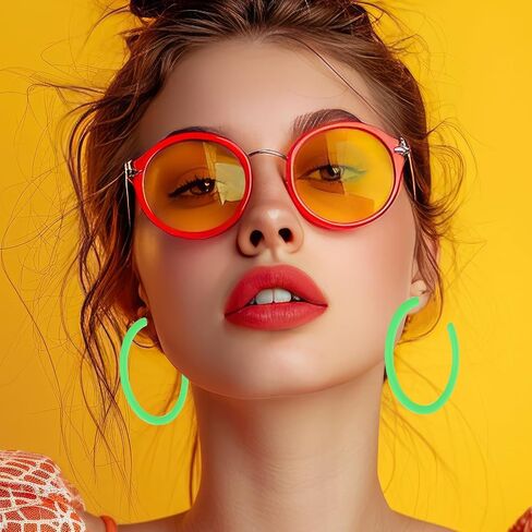 2.75inch Orange Big Hoop 2pcs Neon Earrings Acrylic Open Large Hoop 80s Earrings for Women, Retro Earrings 90s Earrings Neon Accessories for Women,Party Dangle Gift in Saudi Arabia
