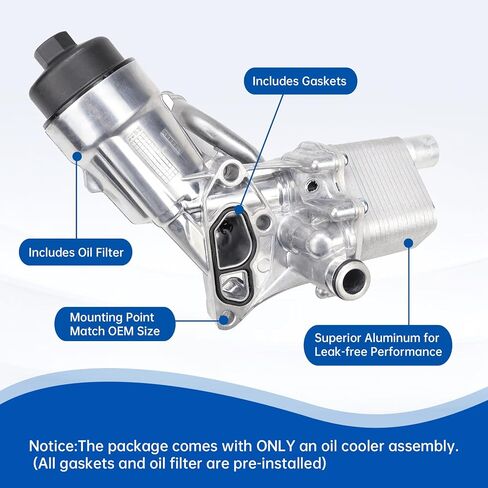 USTAR Engine Oil Cooler Filter Housing Assembly Adapter Kit Compatible with 2011-2021 Chevy Cruze Sonic Trax Buick Encore 1.4L Turbo Replace 55566784 918-428 with Gasket, Filter Insert, Cap in Saudi Arabia