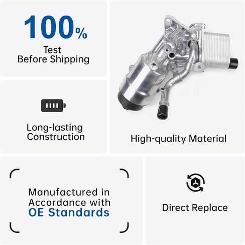 USTAR Engine Oil Cooler Filter Housing Assembly Adapter Kit Compatible with 2011-2021 Chevy Cruze Sonic Trax Buick Encore 1.4L Turbo Replace 55566784 918-428 with Gasket, Filter Insert, Cap in Saudi Arabia