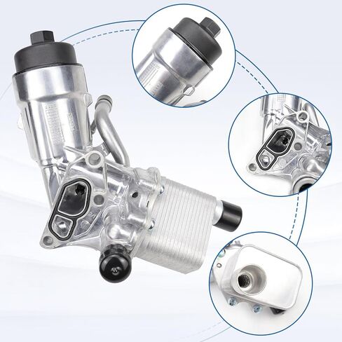 USTAR Engine Oil Cooler Filter Housing Assembly Adapter Kit Compatible with 2011-2021 Chevy Cruze Sonic Trax Buick Encore 1.4L Turbo Replace 55566784 918-428 with Gasket, Filter Insert, Cap in Saudi Arabia