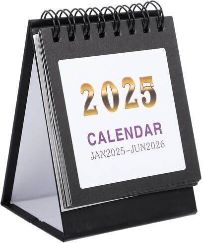 تقويم مكتب Tofficu Mini 2025-2026 - يمتد من يناير 2025 حتى يونيو 2026، تقويم مكتبي صغير، 18 تقويمًا قائمًا شهريًا، ربط بسلك مزدوج مع ملصقات للمنزل والمكتب والمدرسة باللون الأسود in Saudi Arabia