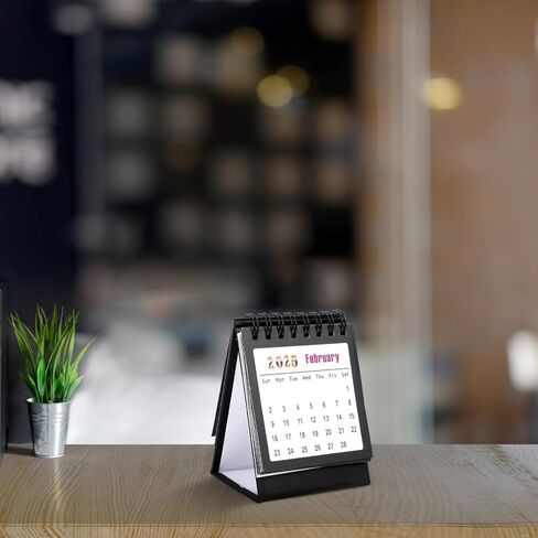 تقويم مكتب Tofficu Mini 2025-2026 - يمتد من يناير 2025 حتى يونيو 2026، تقويم مكتبي صغير، 18 تقويمًا قائمًا شهريًا، ربط بسلك مزدوج مع ملصقات للمنزل والمكتب والمدرسة باللون الأسود in Saudi Arabia