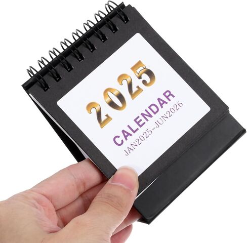 تقويم مكتب Tofficu Mini 2025-2026 - يمتد من يناير 2025 حتى يونيو 2026، تقويم مكتبي صغير، 18 تقويمًا قائمًا شهريًا، ربط بسلك مزدوج مع ملصقات للمنزل والمكتب والمدرسة باللون الأسود in Saudi Arabia