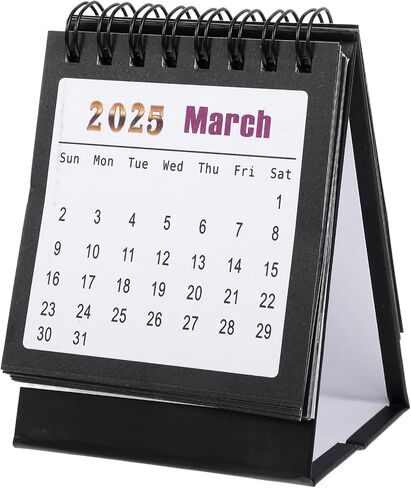 تقويم مكتب Tofficu Mini 2025-2026 - يمتد من يناير 2025 حتى يونيو 2026، تقويم مكتبي صغير، 18 تقويمًا قائمًا شهريًا، ربط بسلك مزدوج مع ملصقات للمنزل والمكتب والمدرسة باللون الأسود in Saudi Arabia