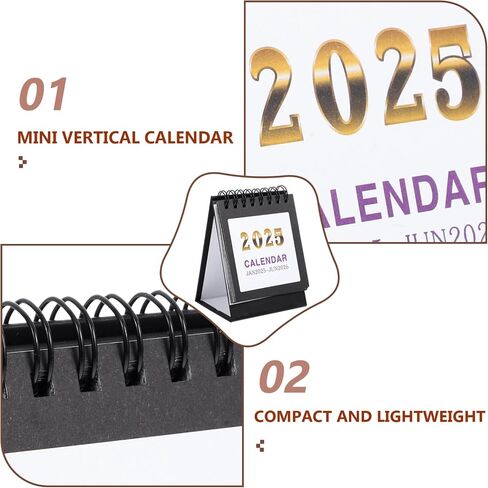 تقويم مكتب Tofficu Mini 2025-2026 - يمتد من يناير 2025 حتى يونيو 2026، تقويم مكتبي صغير، 18 تقويمًا قائمًا شهريًا، ربط بسلك مزدوج مع ملصقات للمنزل والمكتب والمدرسة باللون الأسود in Saudi Arabia