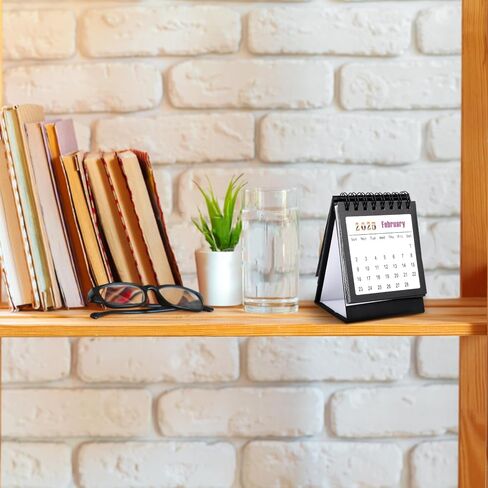 تقويم مكتب Tofficu Mini 2025-2026 - يمتد من يناير 2025 حتى يونيو 2026، تقويم مكتبي صغير، 18 تقويمًا قائمًا شهريًا، ربط بسلك مزدوج مع ملصقات للمنزل والمكتب والمدرسة باللون الأسود in Saudi Arabia