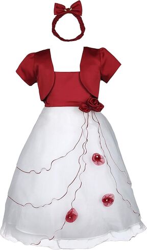 Pink Promise Girl's Short Sleeves Bolero Christmas Red Holiday Dress Set Age 2-10 in Saudi Arabia