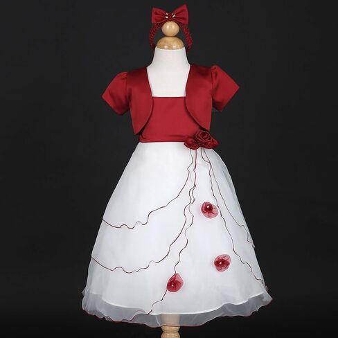 Pink Promise Girl's Short Sleeves Bolero Christmas Red Holiday Dress Set Age 2-10 in Saudi Arabia
