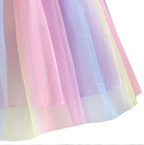 Girls Princess Dress Sequin Tulle Flower Rainbow Sleeveless Birthday Party Wedding Bridesmaid Girl Evening Dresses Toddler in Saudi Arabia