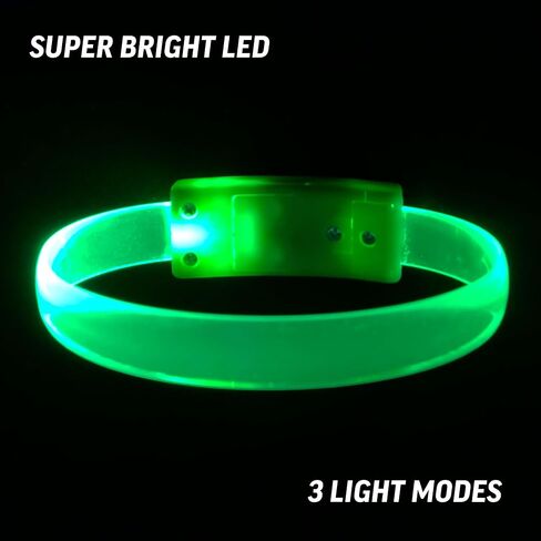 12 Magic Band Pack | Glow in The Dark | Flashing Light up for Concerts | Running Lights for Runners | Multiple Color Light up Bracelet | Glow in The Dark Bracelets | Led Bracelet (Green) in Kuwait
