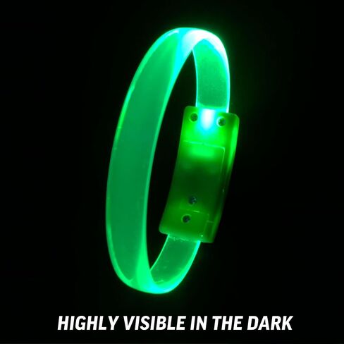 12 Magic Band Pack | Glow in The Dark | Flashing Light up for Concerts | Running Lights for Runners | Multiple Color Light up Bracelet | Glow in The Dark Bracelets | Led Bracelet (Green) in Kuwait