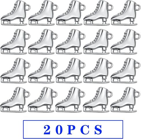 20 Pieces Ice Skates Shape Charms Tibetan Alloy Skates Dangle Pendants Craft Supplies for DIY Necklace Bracelet Jewelry Making Party Gifts, White Golden in Kuwait