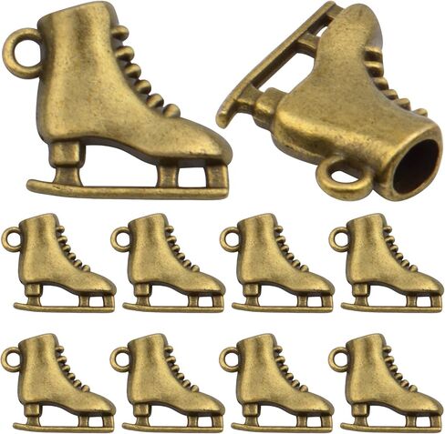 20 Pieces Ice Skates Shape Charms Tibetan Alloy Skates Dangle Pendants Craft Supplies for DIY Necklace Bracelet Jewelry Making Party Gifts, White Golden in Kuwait