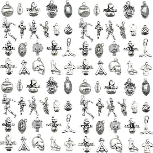 80pcs Cheerleader Charms Pendants Gymnastics Charm for Crafting Cheer and School Sports Spirit Antique Silver Cheerleader Girl Dance Jumping Jewelry Findings Making Accessory DIY Necklace Bracelet SN31 in Saudi Arabia
