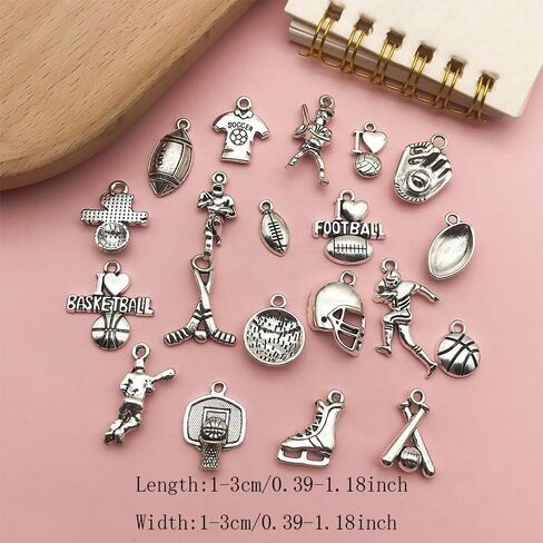 80pcs Cheerleader Charms Pendants Gymnastics Charm for Crafting Cheer and School Sports Spirit Antique Silver Cheerleader Girl Dance Jumping Jewelry Findings Making Accessory DIY Necklace Bracelet SN31 in Saudi Arabia