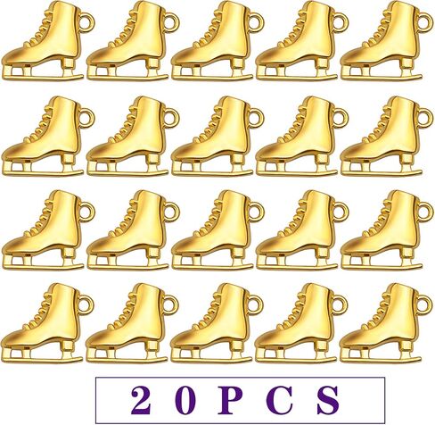 20 Pieces Ice Skates Shape Charms Tibetan Alloy Skates Dangle Pendants Craft Supplies for DIY Necklace Bracelet Jewelry Making Party Gifts, White Golden in Kuwait
