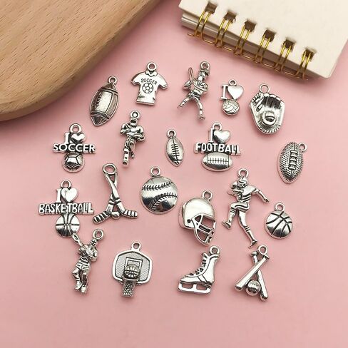80pcs Cheerleader Charms Pendants Gymnastics Charm for Crafting Cheer and School Sports Spirit Antique Silver Cheerleader Girl Dance Jumping Jewelry Findings Making Accessory DIY Necklace Bracelet SN31 in Saudi Arabia