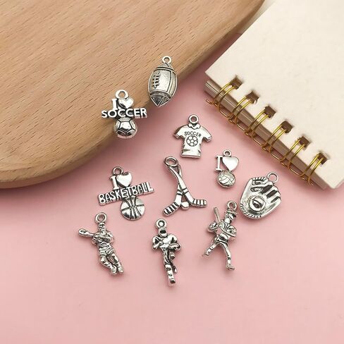 80pcs Cheerleader Charms Pendants Gymnastics Charm for Crafting Cheer and School Sports Spirit Antique Silver Cheerleader Girl Dance Jumping Jewelry Findings Making Accessory DIY Necklace Bracelet SN31 in Saudi Arabia