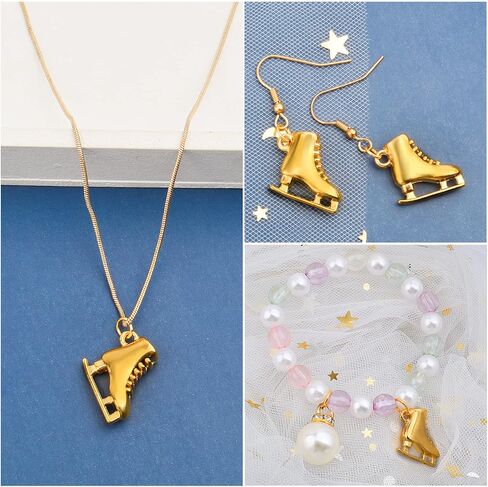 20 Pieces Ice Skates Shape Charms Tibetan Alloy Skates Dangle Pendants Craft Supplies for DIY Necklace Bracelet Jewelry Making Party Gifts, White Golden in Kuwait