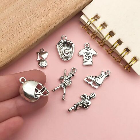 80pcs Cheerleader Charms Pendants Gymnastics Charm for Crafting Cheer and School Sports Spirit Antique Silver Cheerleader Girl Dance Jumping Jewelry Findings Making Accessory DIY Necklace Bracelet SN31 in Saudi Arabia