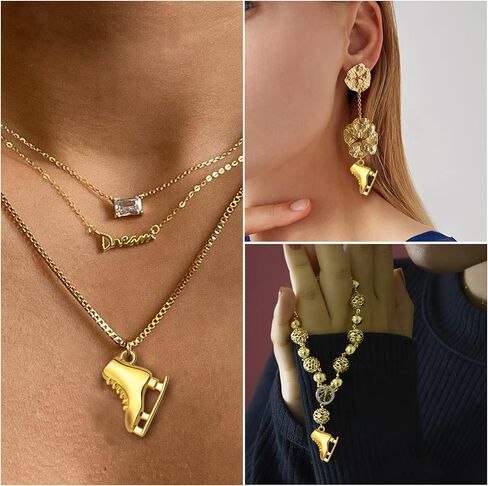 20 Pieces Ice Skates Shape Charms Tibetan Alloy Skates Dangle Pendants Craft Supplies for DIY Necklace Bracelet Jewelry Making Party Gifts, White Golden in Kuwait