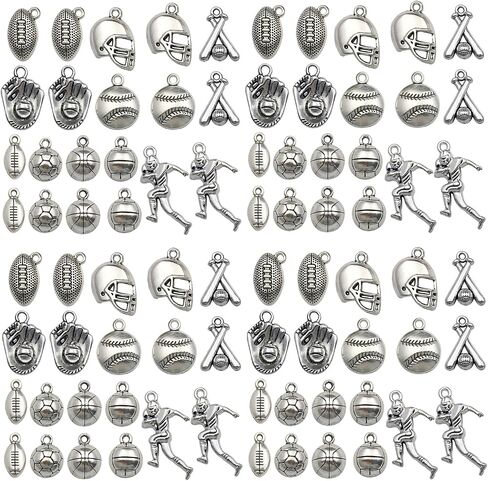 80pcs Cheerleader Charms Pendants Gymnastics Charm for Crafting Cheer and School Sports Spirit Antique Silver Cheerleader Girl Dance Jumping Jewelry Findings Making Accessory DIY Necklace Bracelet SN31 in Saudi Arabia