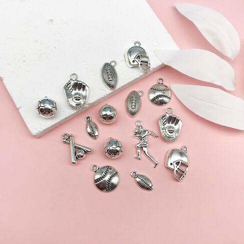 80pcs Cheerleader Charms Pendants Gymnastics Charm for Crafting Cheer and School Sports Spirit Antique Silver Cheerleader Girl Dance Jumping Jewelry Findings Making Accessory DIY Necklace Bracelet SN31 in Saudi Arabia