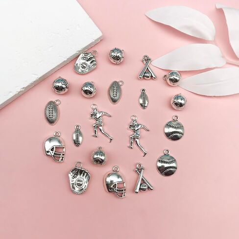 80pcs Cheerleader Charms Pendants Gymnastics Charm for Crafting Cheer and School Sports Spirit Antique Silver Cheerleader Girl Dance Jumping Jewelry Findings Making Accessory DIY Necklace Bracelet SN31 in Saudi Arabia
