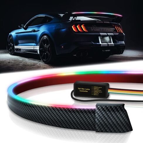 Universal Car Spoiler Light Strip, 50 Inch RGB LED Third Brake Light Bar for Cars Rear Spoiler Lip,Trunk Roof Wing, Carbon Fiber Sequential Light Strip with Turn Signal in Kuwait