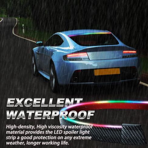 Universal Car Spoiler Light Strip, 50 Inch RGB LED Third Brake Light Bar for Cars Rear Spoiler Lip,Trunk Roof Wing, Carbon Fiber Sequential Light Strip with Turn Signal in Kuwait
