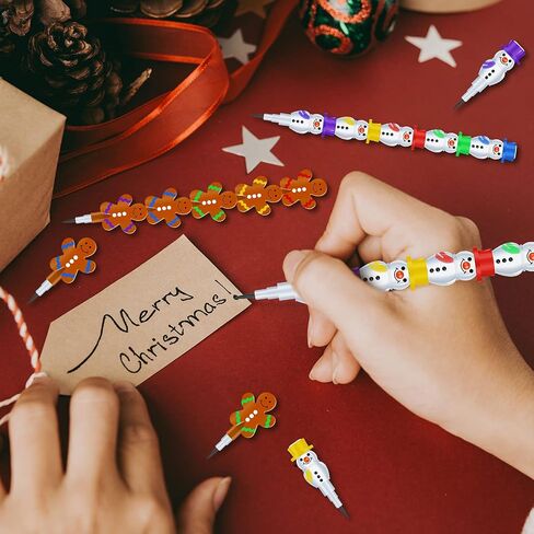 Zonon 39 قطعة من أقلام الرصاص القابلة للتكديس لعيد الميلاد، أقلام رصاص ملونة، أقلام رصاص لرجل الزنجبيل، أقلام رصاص لرجل الثلج، أقلام رصاص لعيد الميلاد لحفلات عيد الميلاد، لوازم هدايا قرطاسية in Saudi Arabia